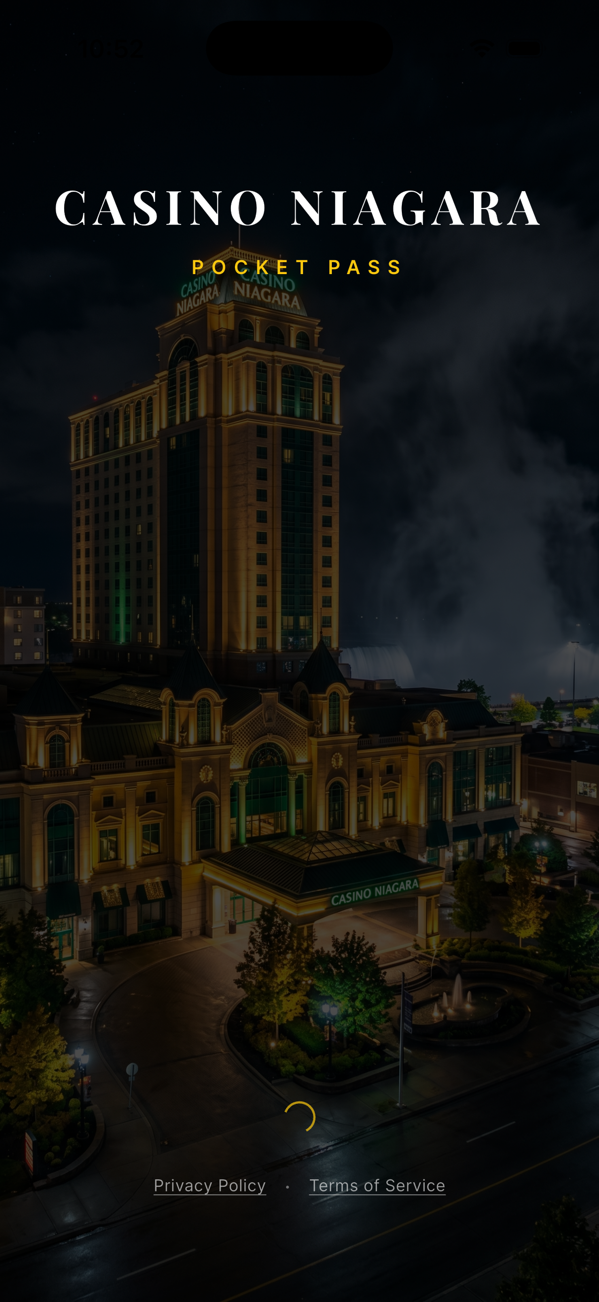 Casino Niagara Pocket Pass home screen