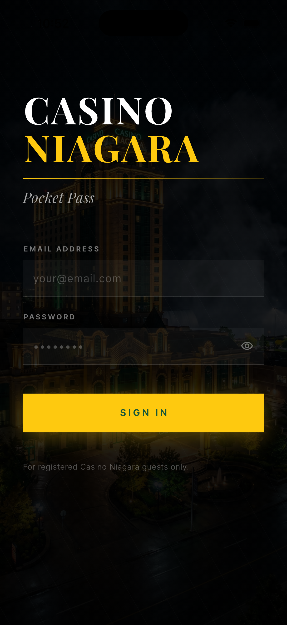 App digital pass screen