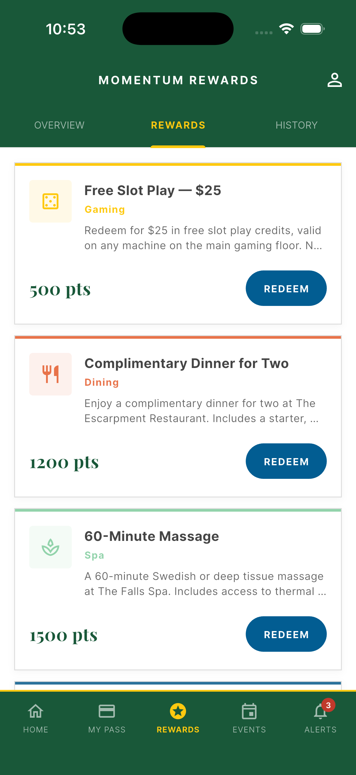 Events discovery screen